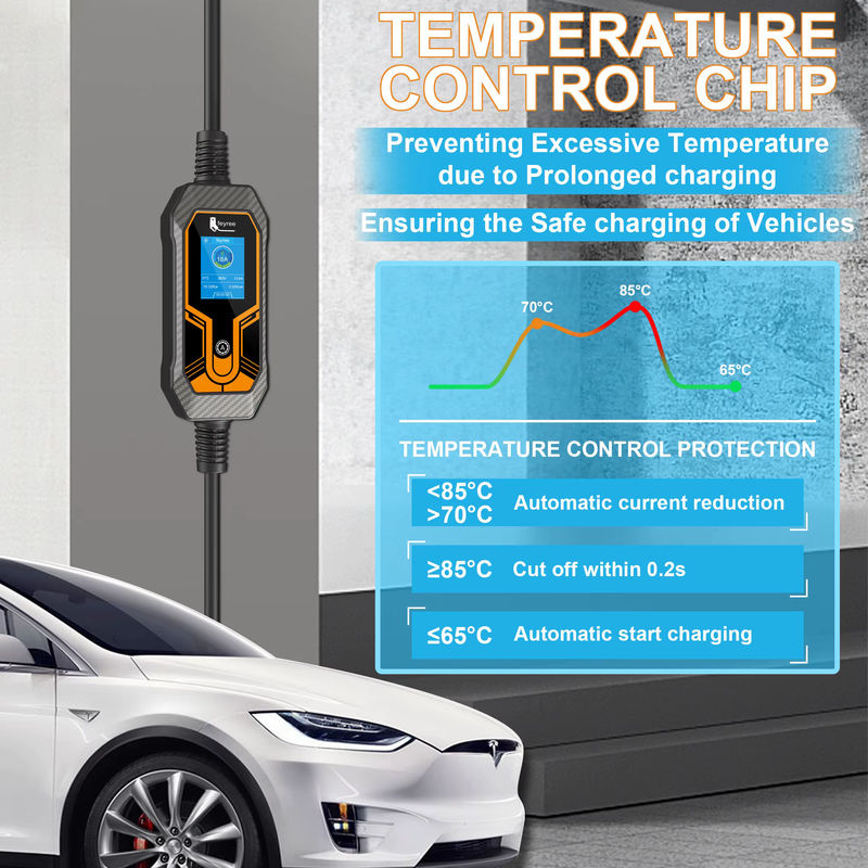 Feyree Tragbares EV-Ladegerät Typ2 11kW 16A 3-Phasen EVSE-Ladebox mit einstellbarem Strom und CEE-Stecker in Schwarz - Bild 4