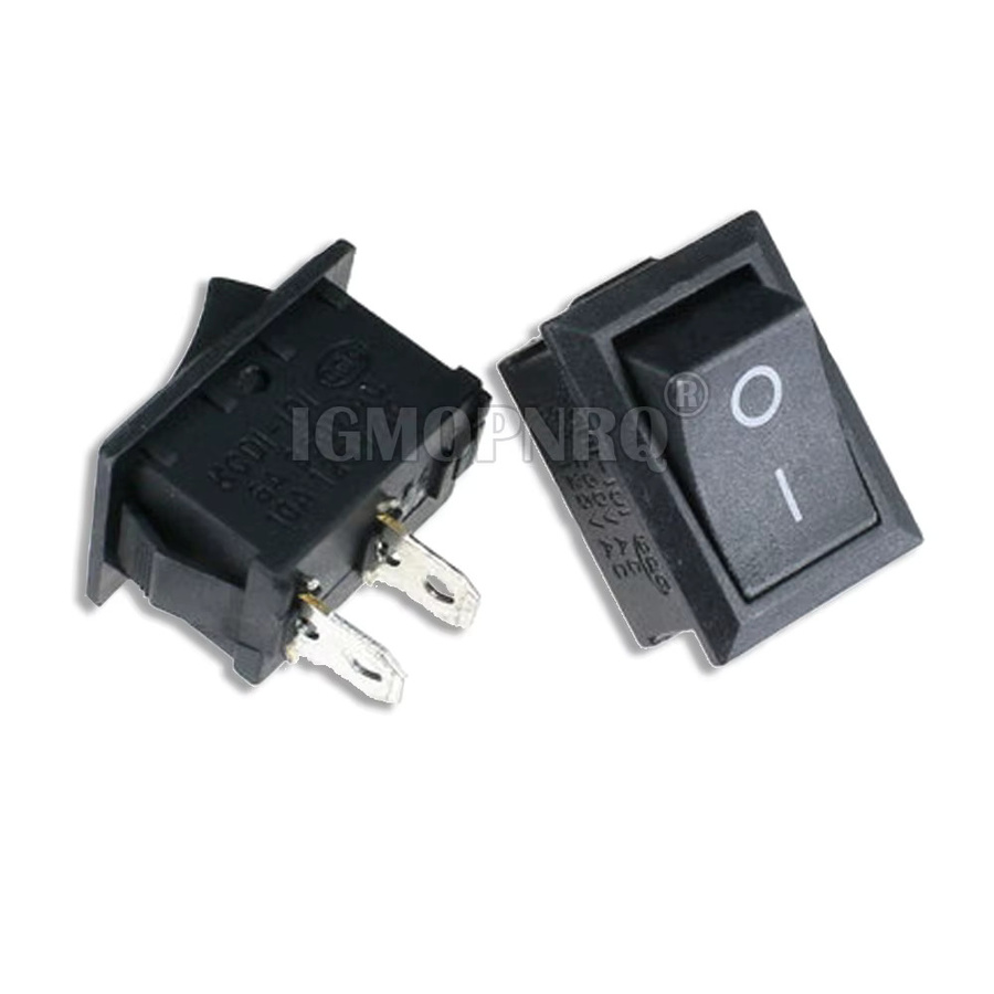 10er Set KCD01-117S Rocker Schalter SPST Panel Mount mit 2 Pins, Farben: Schwarz, Rot, Weiß, B/H: 15 x 21 mm, 6A/250V 10A/125V - Bild 2