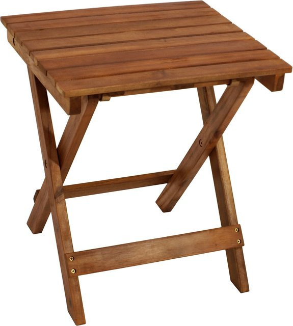 Klappbarer Beistelltisch MONTERIA von DEGAMO aus geölter Akazie in Braun, B/T: 38 x 43 cm - Bild 1