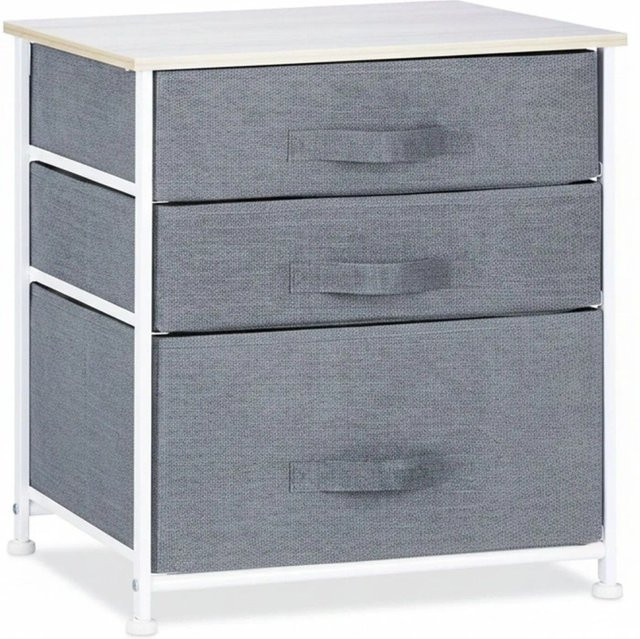 Relaxdays Regalsystem in Grau mit 3 Schubfächern aus Stahl, Stoff und MDF, B/T/H: 53 x 48 x 40 cm - Bild 1