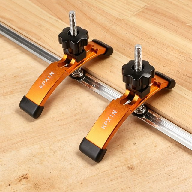 KPXIN 2-teiliges T-Nut-Halteklemmen-Set mit T-Slider für die Holzbearbeitung in Orange - Bild 1