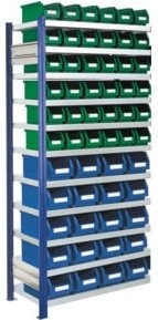 Kappes Steckregal RasterPlan Mod. 14 mit Lagersichtkästen in Blau und Mehrfarbig, B/T/H: 200 x 100 x 40 cm - Bild 1