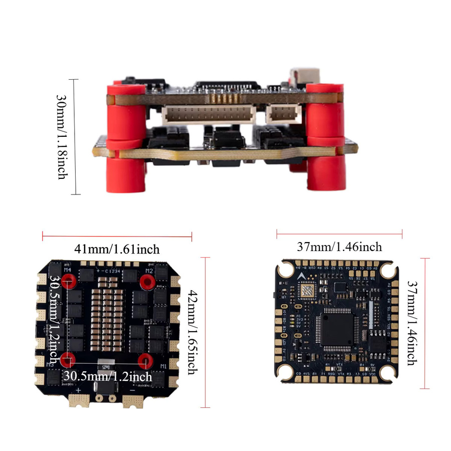 FlyWarp F722 Flight Controller Stack mit 80/100A 4in1 ESC und ICM42688P Gyro in Schwarz, 30,5 x 30,5 mm, für Betaflight iNAV FPV Racing Drones 6-8S - Bild 2