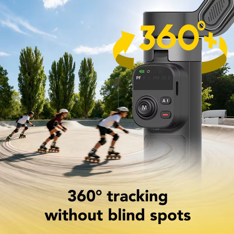 AOCHUAN Smart X3 3-Achsen Gimbal-Stabilisator mit 360 Grad Pan Rotation, integrierter Verlängerungsstange und Stativöffnung für iPhone und Android-Smartphones, Schwarz - Bild 6