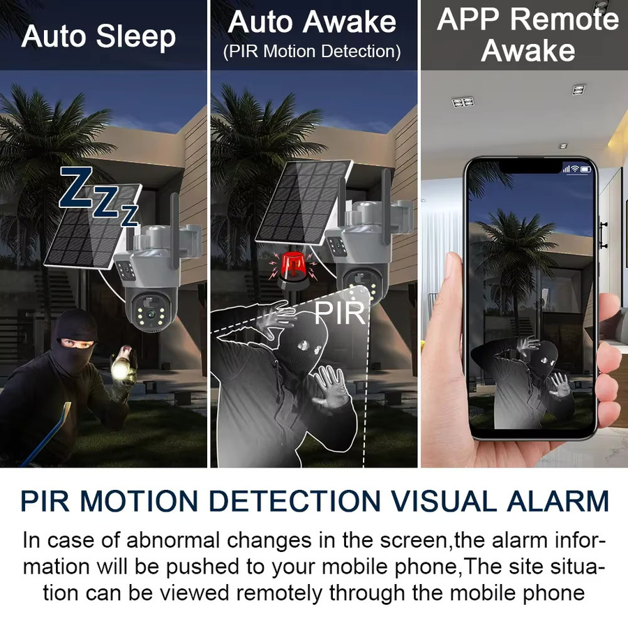 4K 8MP Dual Screen Solar Kamera Outdoor Wireless WiFi PTZ Dual Objektiv mit Auto Tracking für Sicherheit und Überwachung - Bild 4