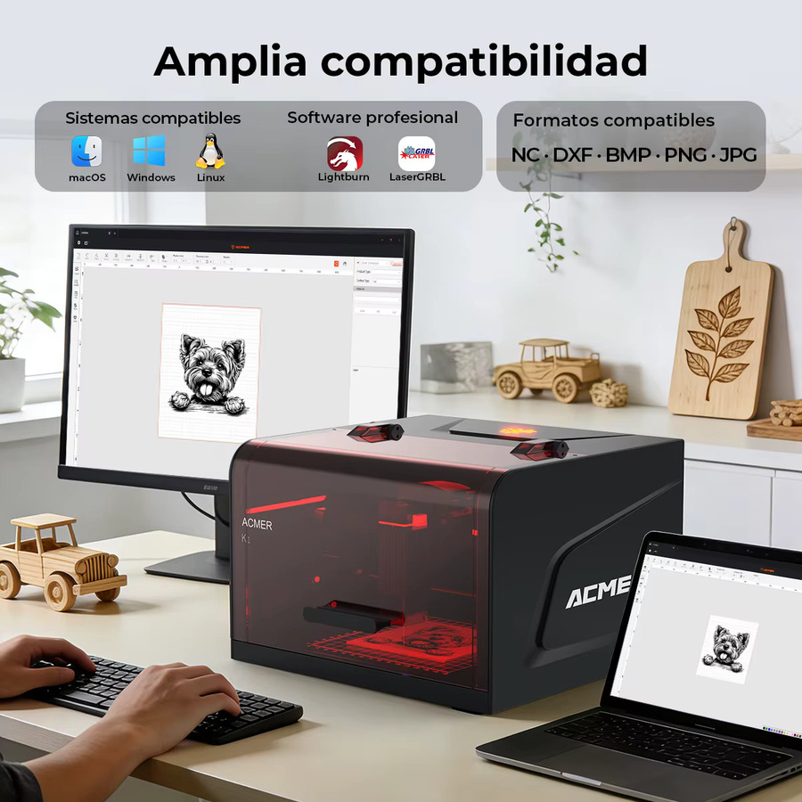 ACMER K1 Mini Tragbare Lasergravur- und Schneidemaschine 12W CNC-Maschine mit 150 x 150 mm Arbeitsbereich für Holz, Leder, Acryl und Lackiertes Papier - Bild 3