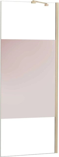 AICA Walk-in Duschwand mit Milchstreifen und Stabilisierungsstange, B: 140 cm, H: 200 cm, 8 mm Nano-Glas - Bild 1