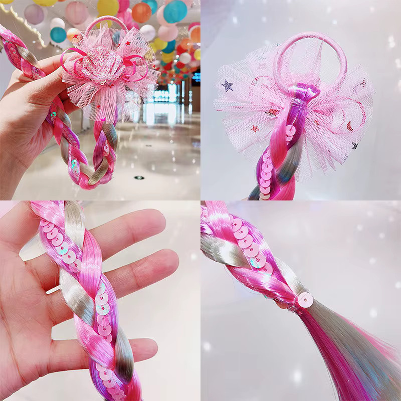 Ataozhekou Regenbogen Einhorn Prinzessin Haar Seil Haarteil, Bunt / Mehrfarbig - Bild 2