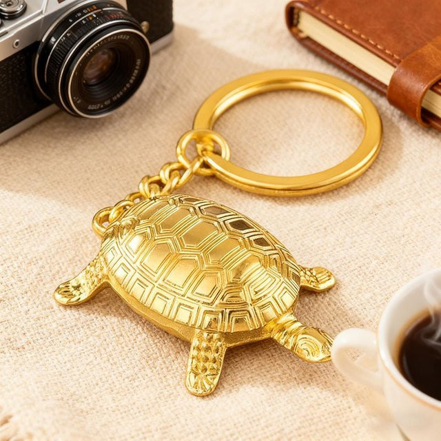 Schlüsselanhänger Noter, Schildkröte, Goldfarben, Unisex - Bild 1