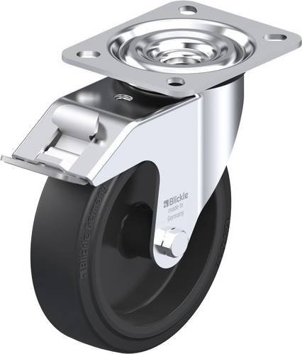 Blickle L-POEV 125G-FI Lenkrolle mit Feststeller in Schwarz und Silber, Rad-Durchmesser: 125 mm, Tragfähigkeit: 250 kg - Bild 1