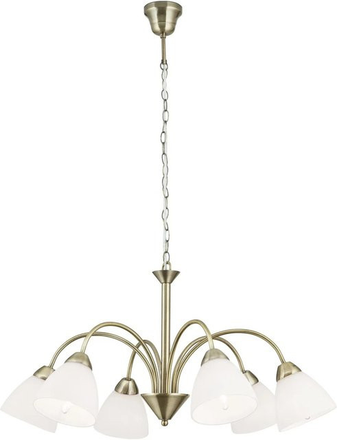 Orion Leuchten Hängeleuchte Susan in Antik mit Glas-Elementen, Durchmesser: 60 cm, 6 x E14 - Bild 1