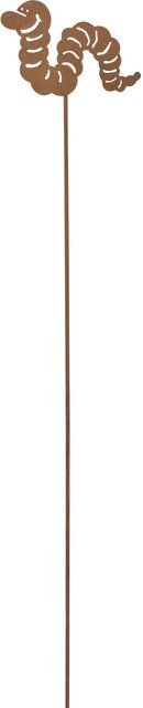 Moderner Gartenstecker Raupe aus Metall in Rostfarben, Höhe: 85 cm - Bild 1