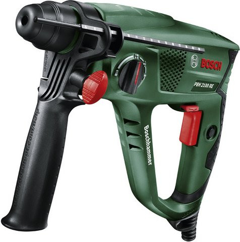 Bosch PBH 2100 RE Bohrhammer mit 6-teiligem SDS-Plus Bohrerset in Rot, Schwarz und Grün, 550 W, 2300 U/min - Bild 1