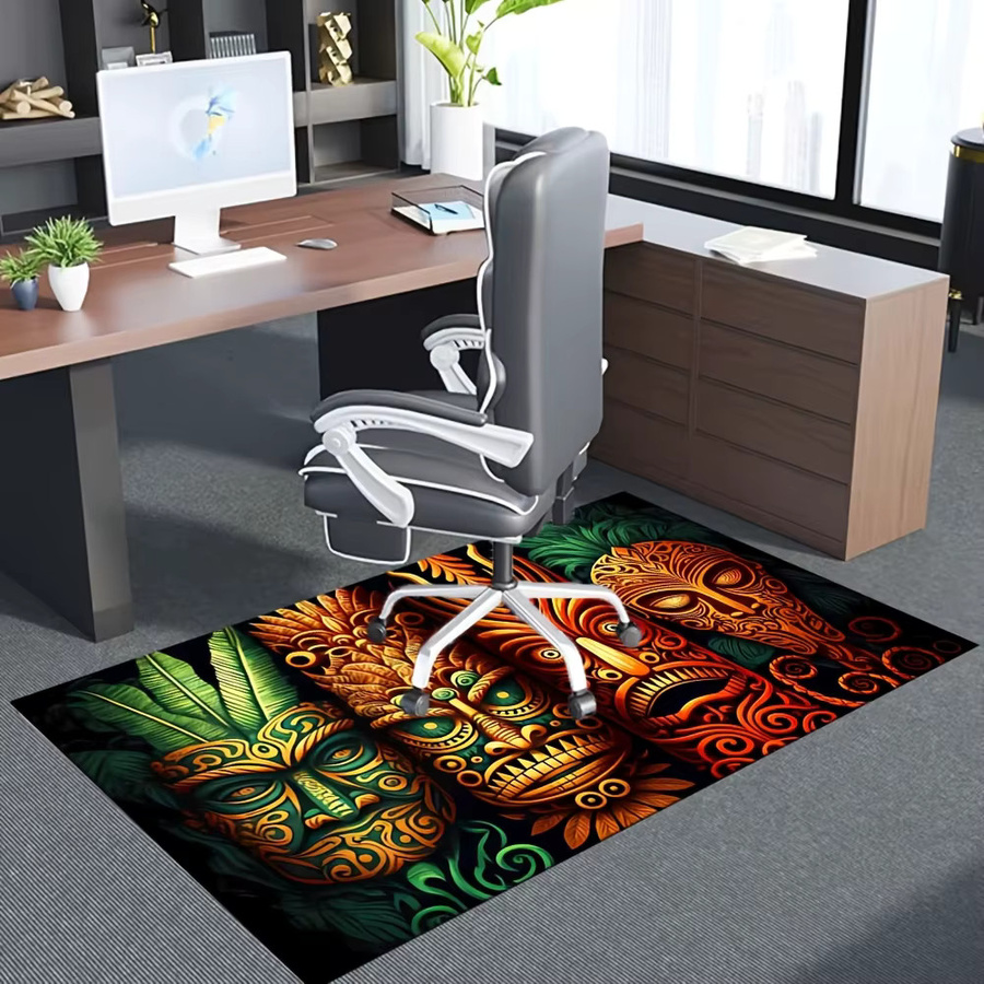 VIKAMA Tiki Maskenteppich in Multicolour, rechteckiger Ethno-Teppich für Wohnzimmer, Schlafzimmer oder Eingangsbereich - Bild 3