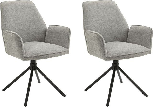 2er Set BLAIR Armlehnenstühle von byLIVING in Hellgrau und Schwarz mit Webstoff und pulverbeschichtetem Metallgestell, B/H/T: 57 x 89 x 61 cm - Bild 1