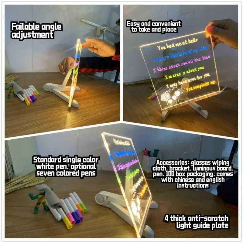 YJMP LED Notiztafel mit Nachtlicht Acryl Bunt 7-teiliges Set - Bild 2