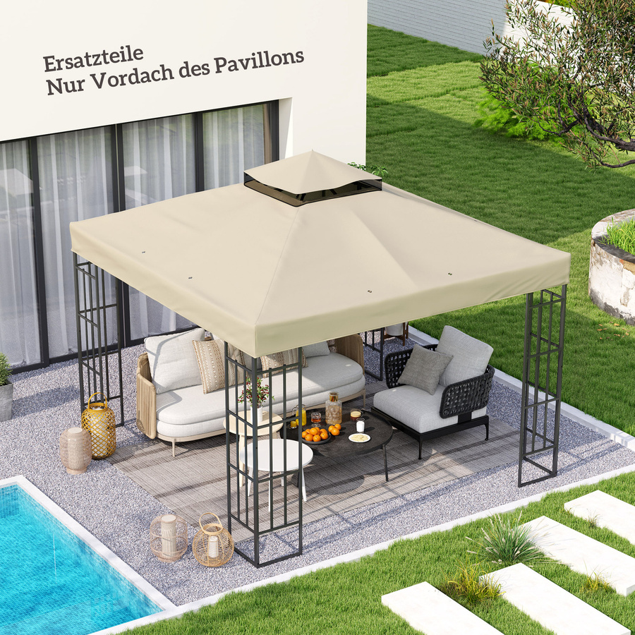 Outsunny Ersatzdach für Pavillon aus Oxford-Stoff, wasserabweisend, Cremeweiß, B/H/T: 300 x 1 x 300 cm - Bild 2