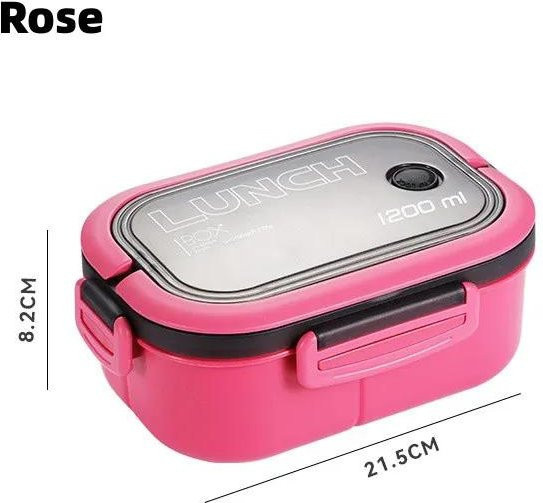 Yiran Furniture Bento-Lunchbox für Kinder mit Fächern, mikrowellengeeignet, Hellrosa, B/T/H: 21,0 x 14,5 x 8,0 cm - Bild 1