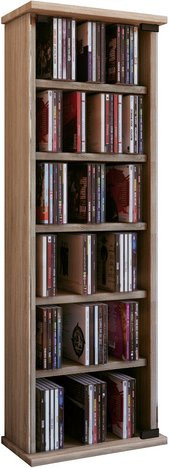 VCM Vetro CD Regal aus Holz in Braun mit ESG-Sicherheitsglastüren, B: 31 cm, H: 91,5 cm, T: 18 cm - Bild 1