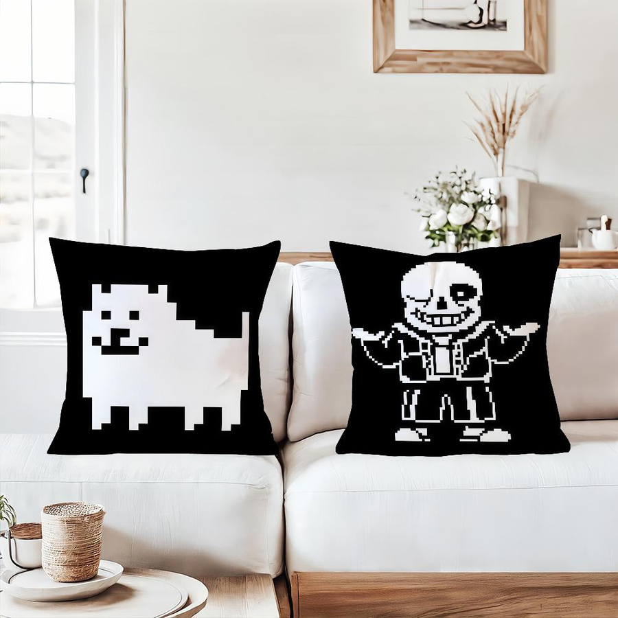 Undertale Kissenbezug aus Peach Skin für Schlafzimmer, Wohnzimmer und Auto, B/H: 18 x 18 cm - Bild 1