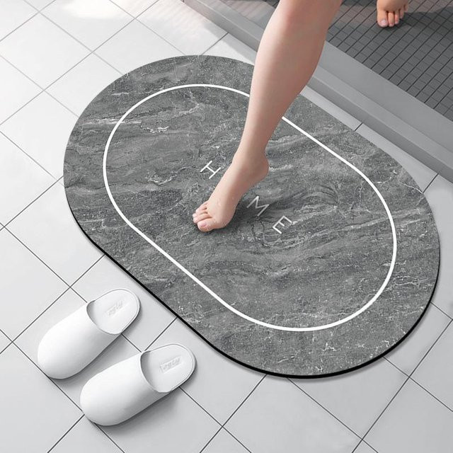 Rutschfeste Kieselgur Saugmatte von Yiran Furniture in Marmor-Optik für Badezimmer und Küche, B/T: 60 x 40 cm - Bild 1