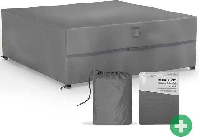 SANZARO Winterschutzhülle für Sitzgruppen aus 600D Polyester, Grau, B/T/H: 237 x 237 x 80 cm - Bild 1