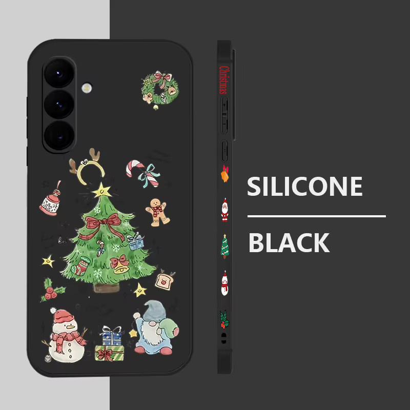 Weihnachtsbaum Handyhülle für Samsung Galaxy S25 S24 S23 S22 Ultra Plus FE A56 A17 A16 A36 A55 A54 A53 A35 A15 TPU Cover in Blau oder Schwarz - Bild 1