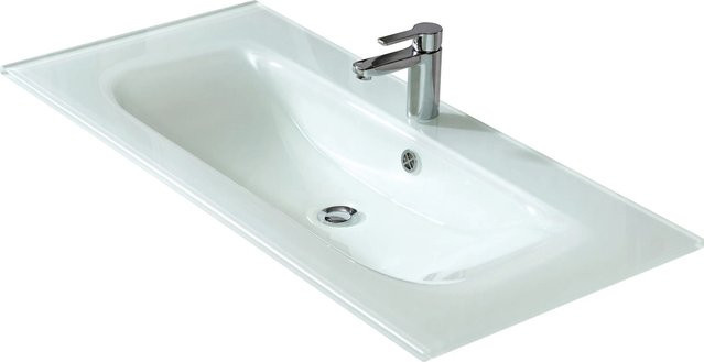 Pelipal Glas-Waschbecken Trentino in Weiß, rechteckig, Einbau - Bild 1