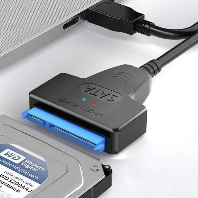 USB-C zu SATA III Adapterkabel für 2,5 Zoll SSD und Festplatten, Schwarz - Bild 1