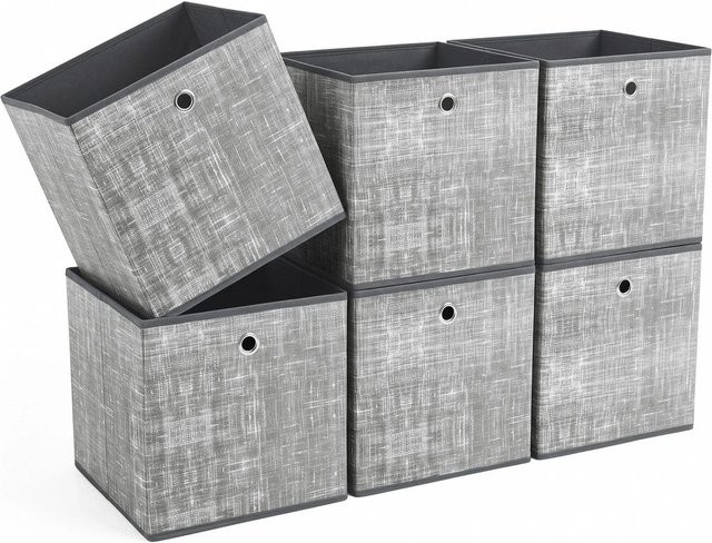 Sekey Aufbewahrungsboxen 6er Set aus Vliesstoff in Hellgrau, faltbare Ordnungsboxen mit Griffen, B/T/H: 33 x 33 x 33 cm - Bild 1