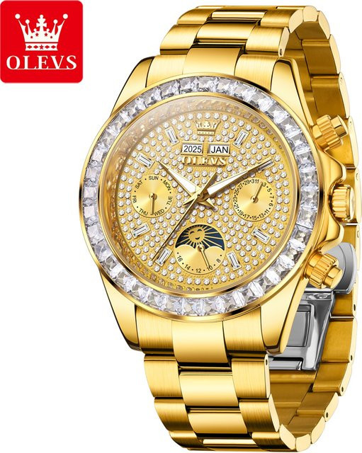 OLEVS Armbanduhr Automatik, Gold, Edelstahl, Herren - Bild 1