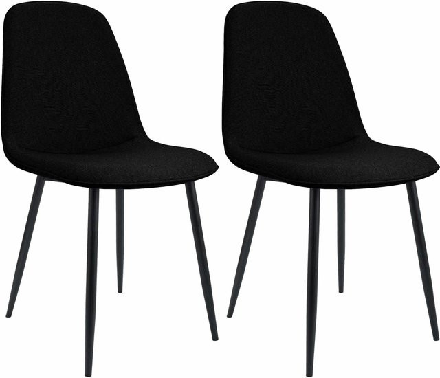 2er Set DELUKE Esszimmerstühle RAZON aus Samtstoff in Schwarz, B/T/H: 45 x 54 x 88 cm - Bild 1