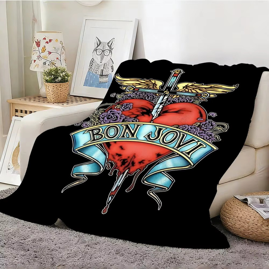 Bon Jovi Flanelldecke in Weiß oder Schwarz, leichte 240g Decke für den Sommer, weich und hautfreundlich - Bild 4