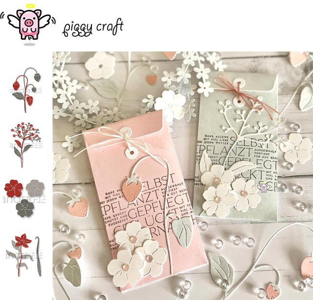 Piggy Craft Metall-Stanzformen Blumenzweig in Silber für Scrapbooking und Papierhandwerk - Bild 1
