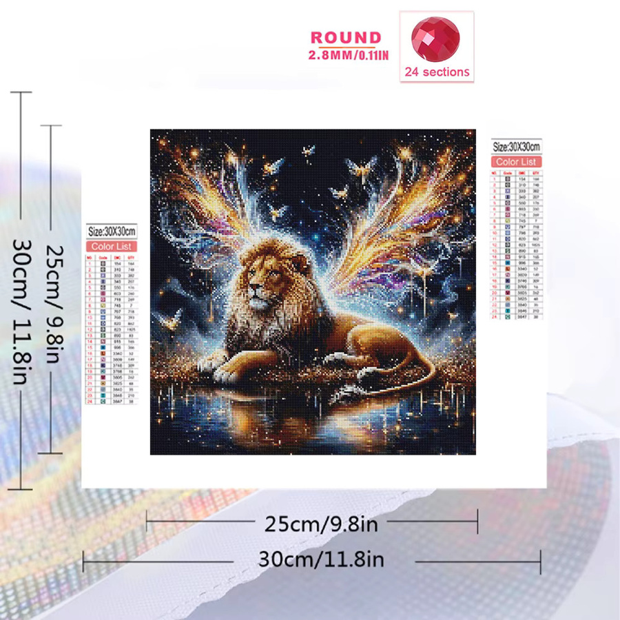 EverShine Diamant-Mosaik Löwenbild Strass-Stickerei als Wandkunst in Multicolour, B/H: 20 x 20 cm - Bild 2
