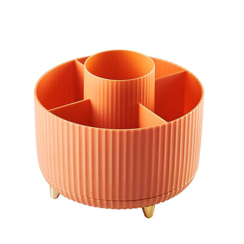 360 Grad drehbarer Schreibtisch-Organizer aus Kunststoff als Stiftehalter und Make-up-Pinselhalter in Blau und Orange - Bild 1