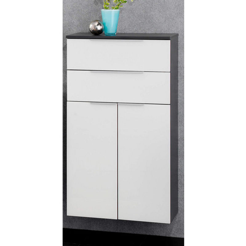 Fackelmann Bad-Hängeschrank Kara mit Glastüren und Schubladen, B/H/T: 61 x 106,5 x 32 cm, Anthrazit - Bild 2