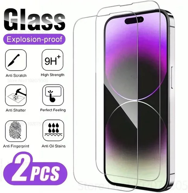 DIXSG 2er Set HD-Klarglasfolie aus gehärtetem Glas als Displayschutz für iPhone 17 16 15 14 13 12 11 Pro Max Plus XR XS in Transparent - Bild 1
