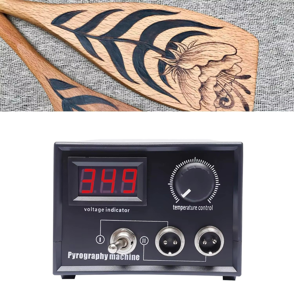 CNCEST Pyrographie-Set mit 19 Brennspitzen, 60W Holzbrandgerät und Lötkolben für Holz und Leder, Schwarz - Bild 2