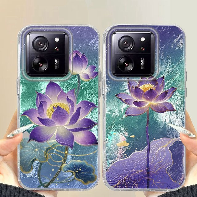Handyhülle mit buntem Lotusblumen-Design für Xiaomi 13T 14T Pro 11 Lite Poco X5 X6 X7 M6 C65 C61 M5S 5G in Multicolour - Bild 1