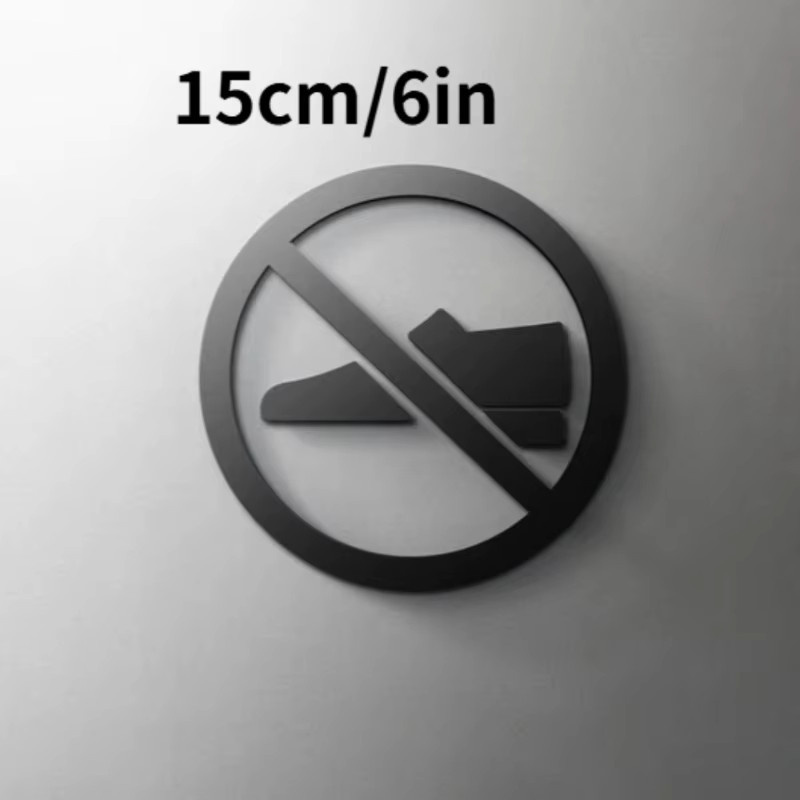 CIFBUY 3D-Acryl-Schild Keine Schuhe in Schwarz, runde selbstklebende Dekoration für Türen - Bild 3
