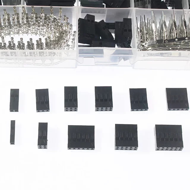 YTDMEN Dupont Jumper Pin Header Kit mit 620 Teilen, 2,54mm, Männliche und Weibliche Crimp Pins und Gehäuse, Schwarz - Bild 1