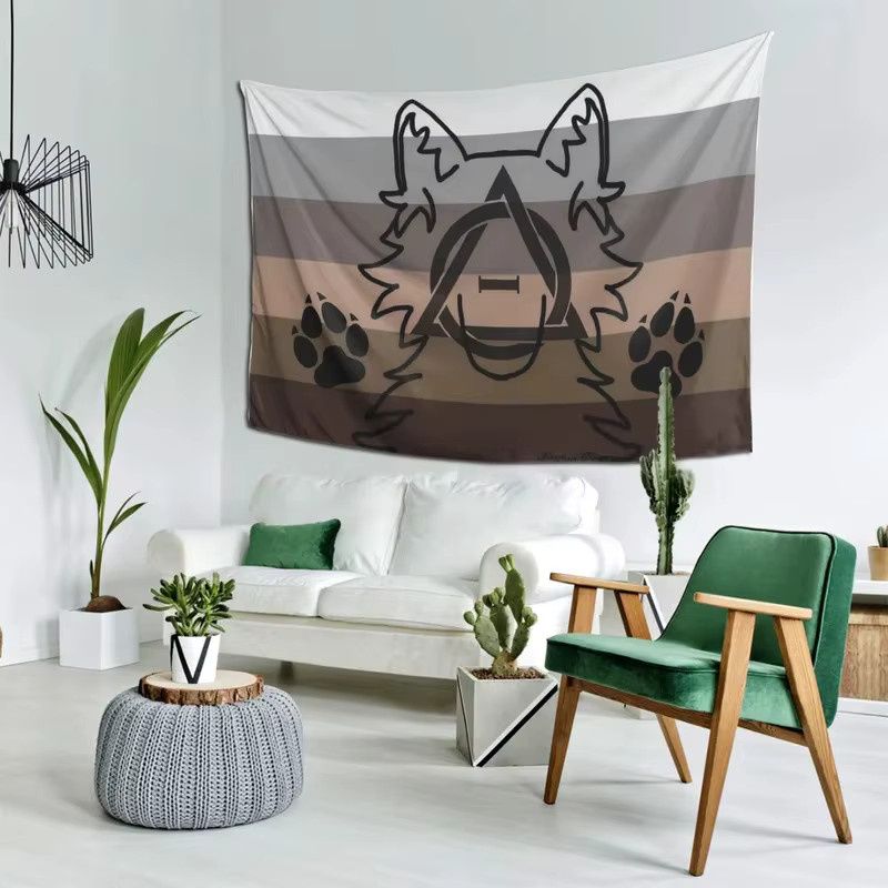 VIKAMA Wandteppich Terian mit Wolfskopfprofil in Grau und Multicolour, B/H: 40 x 60 cm - Bild 3
