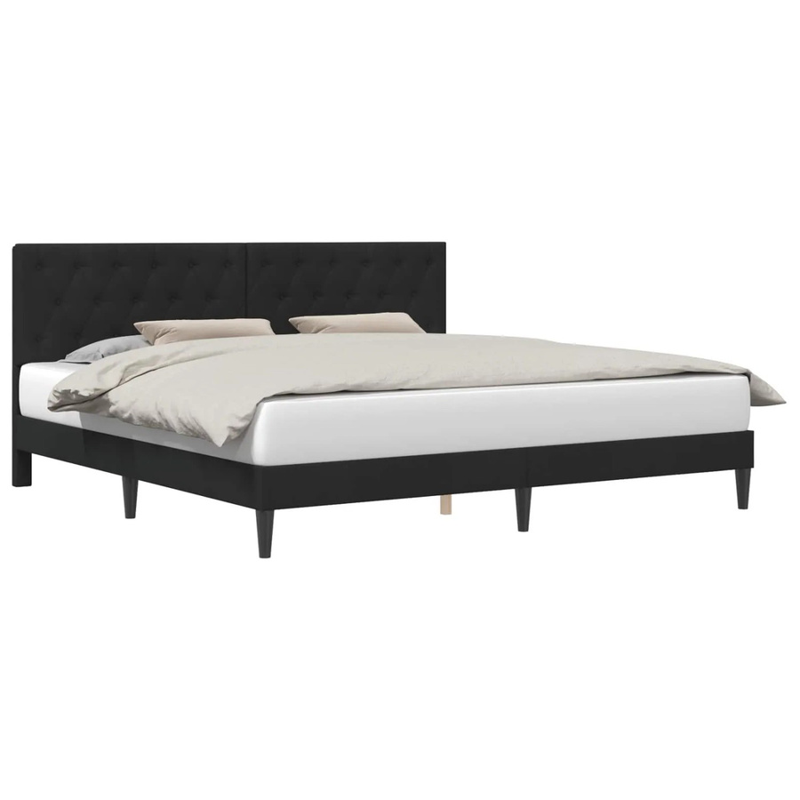 vidaXL Bettrahmen mit Kopfteil aus Samt in Schwarz, B/T/H: 200 x 200 x 280 cm - Bild 2