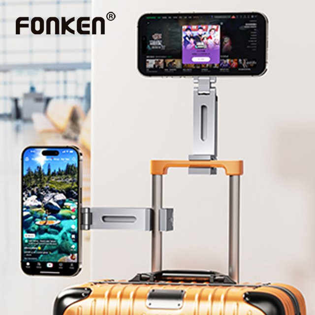 FONKEN Magnetischer faltbarer Telefonstativhalter mit 360-Grad-Drehung für iPhone und MagSafe, Grau/Silber - Bild 1