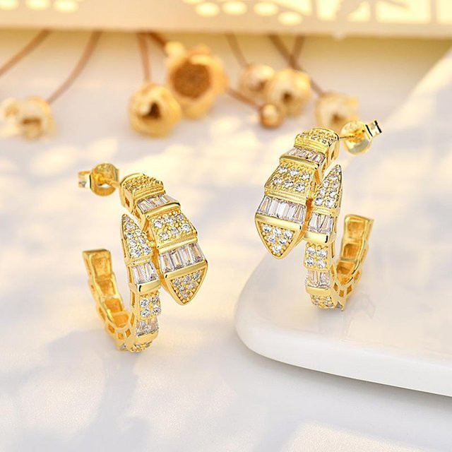 Wucifang Jewelry Ohrringe, Kupfer, Zirkonia, Gold, Damen - Bild 1