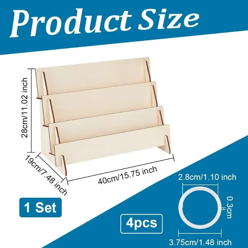 Grußkarten Display Stand aus Holz mit 3 Ebenen als Organizer für Grußkarten und Aufkleber - Bild 2