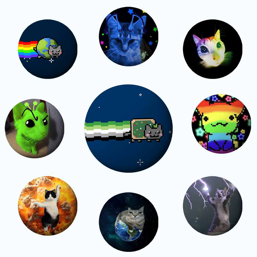 52TOYS Brosche Regenbogen Alien Katze, Weißblech, Metall - Bild 5