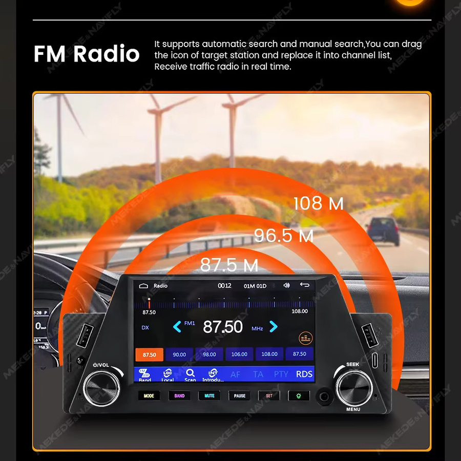AUTOSHARK 1 DIN MP5 Universal Autoradio mit Touchscreen Multimedia-Player, Carplay und Android Auto, Navigation, USB-C, Schwarz - Bild 4