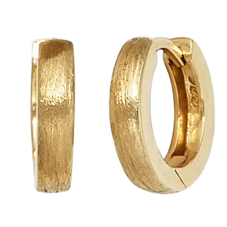 Colfem Creolen 925 Sterling Silber, gold vergoldet, eismatt, Unisex - Bild 1